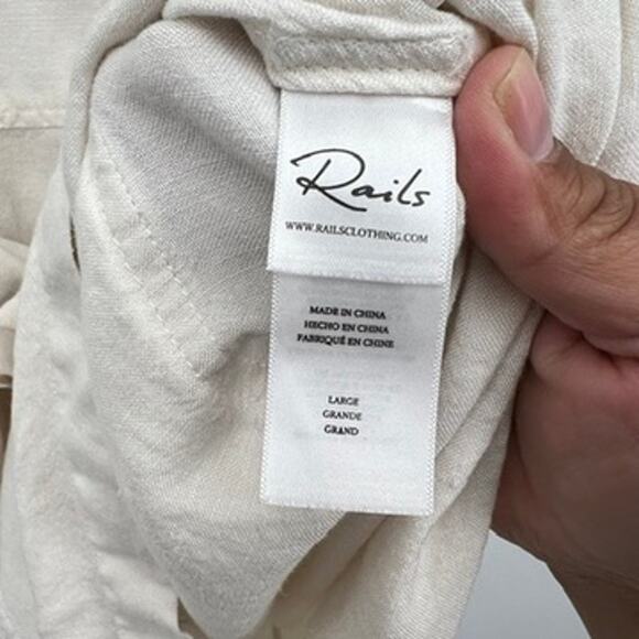 Rails Georgie Romper in Stone Cream Linen Blend Women's L Classic Contemporary - Picture 7 of 9